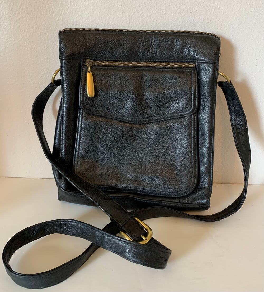 Valerie Stevens leather crossbody bag in black